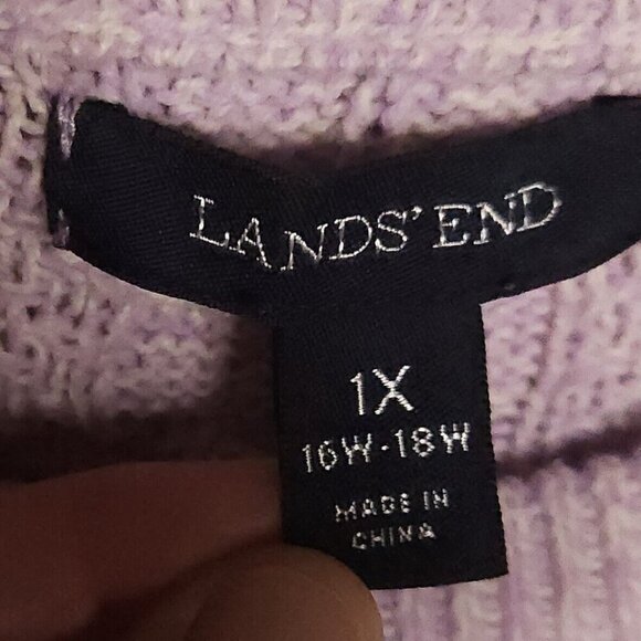 Lands' End Plus Lavender Purple Cable Knit 3/4 Sleeve Summer Sweater 1X - Picture 5 of 6